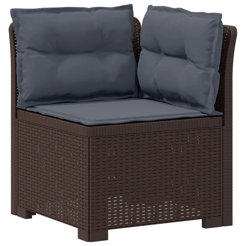 3-Seater Garden Sofa with Cushions Rattan Look PP Brown