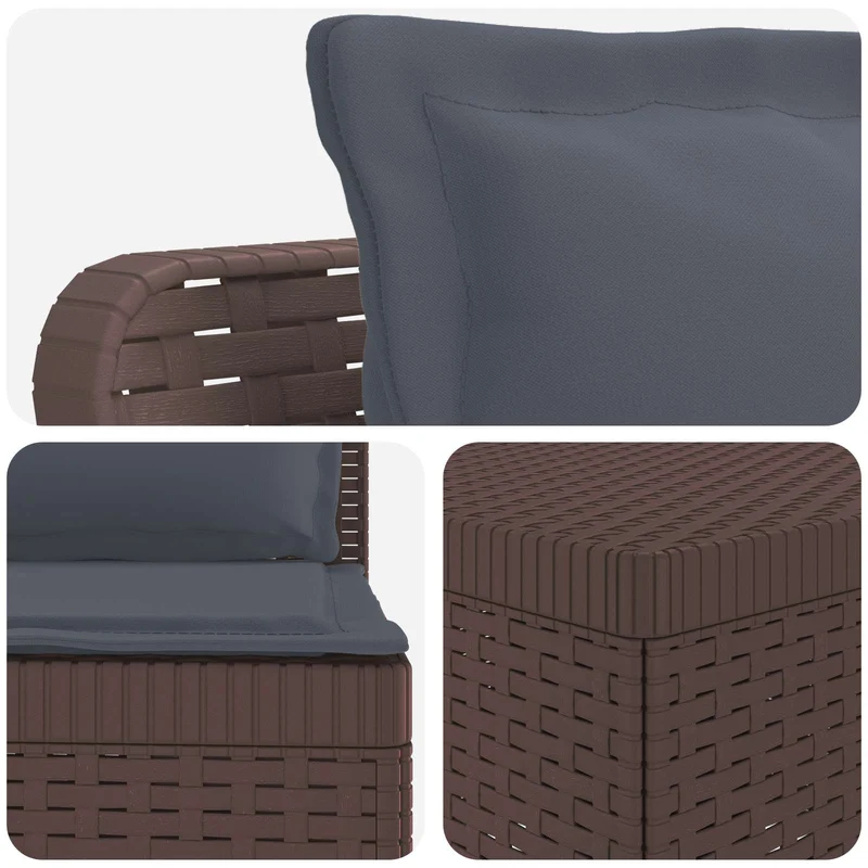 3-Seater Garden Sofa with Cushions Rattan Look PP Brown