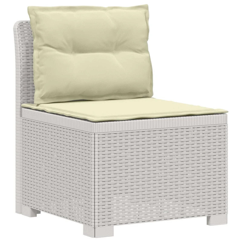 3-Seater Garden Sofa with Cushions Rattan Look PP White