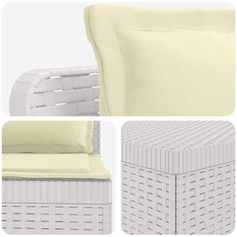 3-Seater Garden Sofa with Cushions Rattan Look PP White