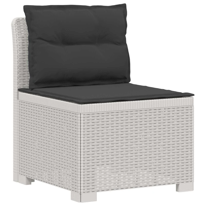 3-Seater Garden Sofa with Cushions Rattan Look PP White