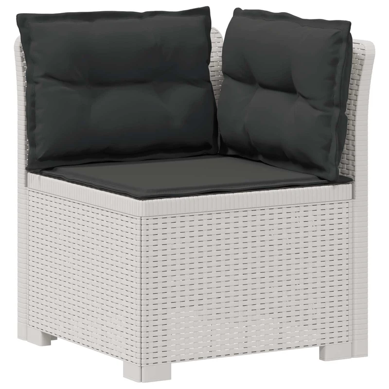 3-Seater Garden Sofa with Cushions Rattan Look PP White