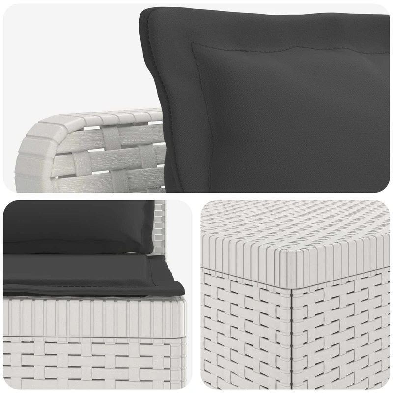 3-Seater Garden Sofa with Cushions Rattan Look PP White