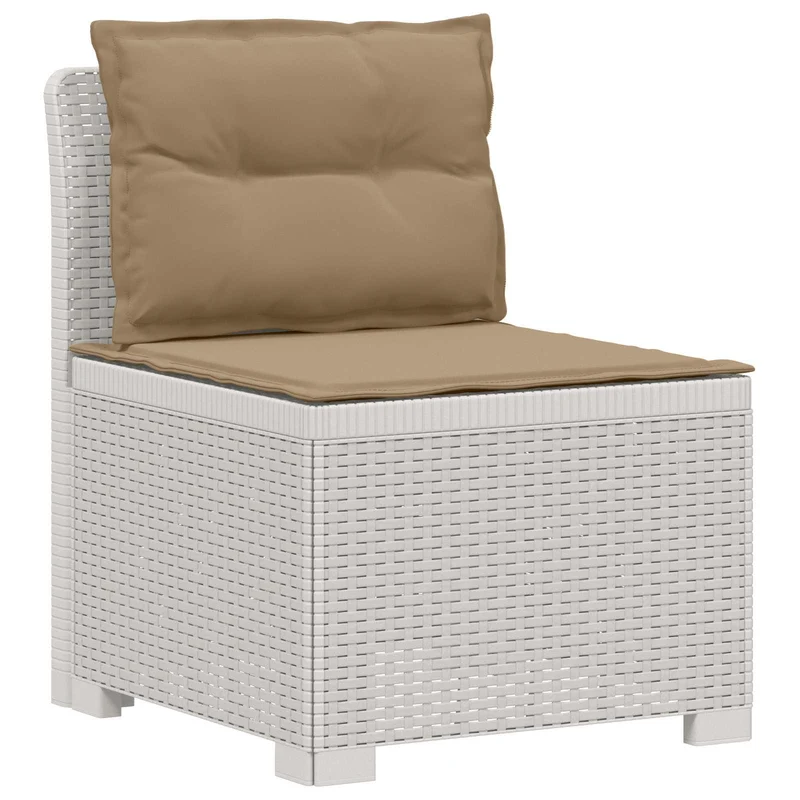 3-Seater Garden Sofa with Cushions Rattan Look PP White