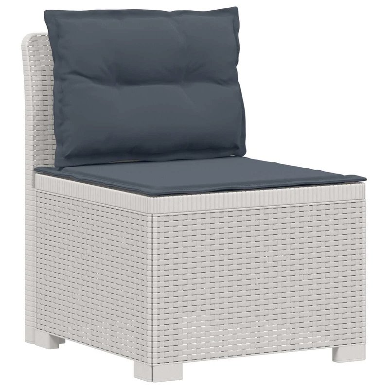 3-Seater Garden Sofa with Cushions Rattan Look PP White