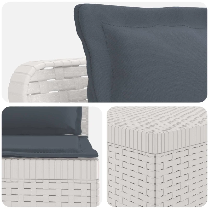 3-Seater Garden Sofa with Cushions Rattan Look PP White
