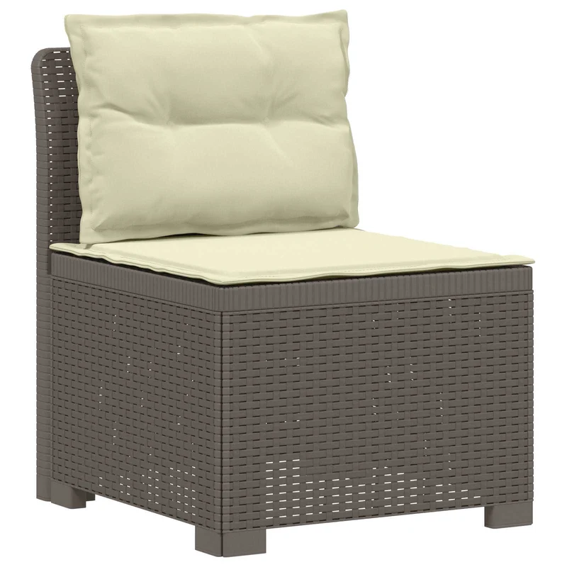 3-Seater Garden Sofa with Cushions Rattan Look PP Light Grey