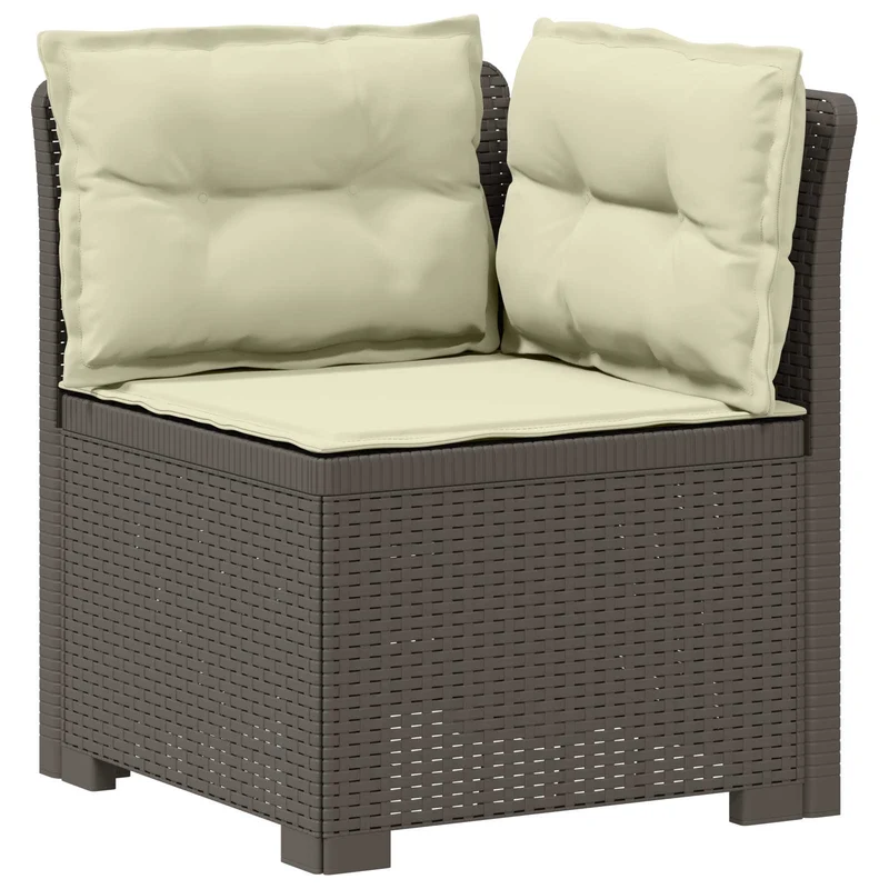 3-Seater Garden Sofa with Cushions Rattan Look PP Light Grey