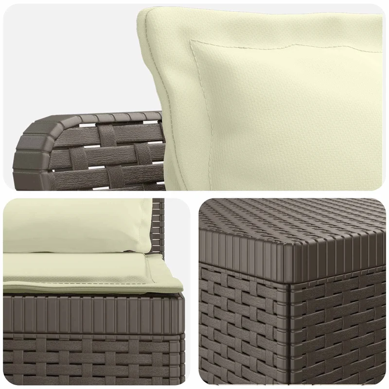 3-Seater Garden Sofa with Cushions Rattan Look PP Light Grey