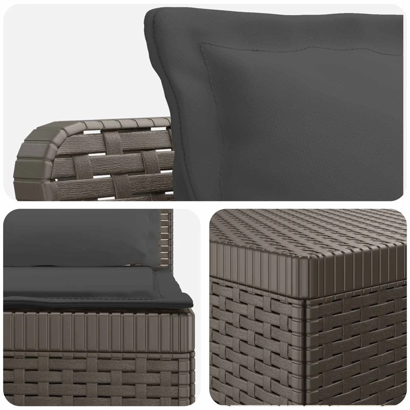 3-Seater Garden Sofa with Cushions Rattan Look PP Light Grey
