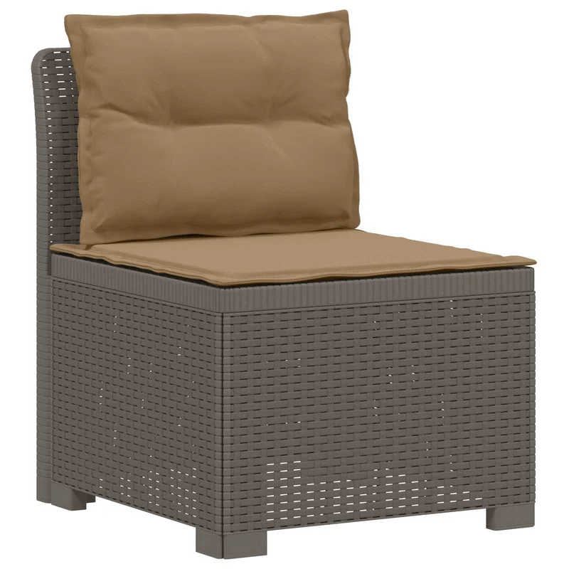 3-Seater Garden Sofa with Cushions Rattan Look PP Light Grey