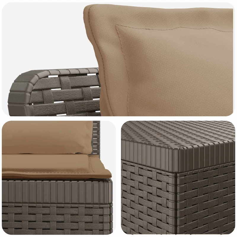 3-Seater Garden Sofa with Cushions Rattan Look PP Light Grey