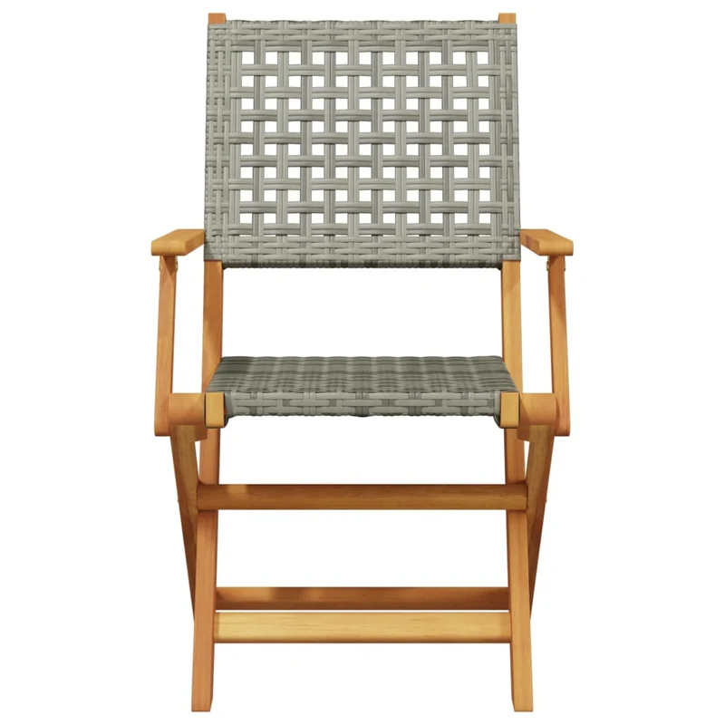 5 Piece Garden Dining Set Grey Poly Rattan and Solid Wood