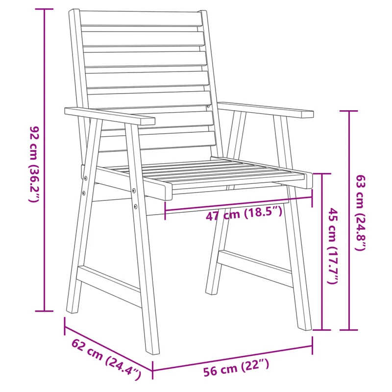 5 Piece Garden Dining Set Solid Wood Acacia