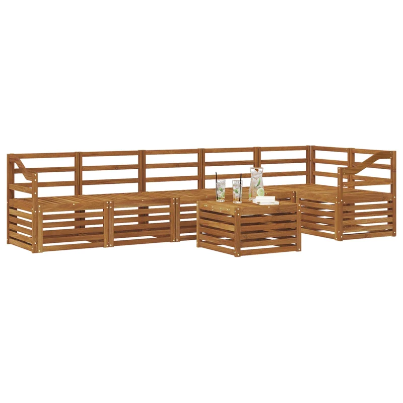 Outdoor Sofa Set 7 pcs Natural Polyester