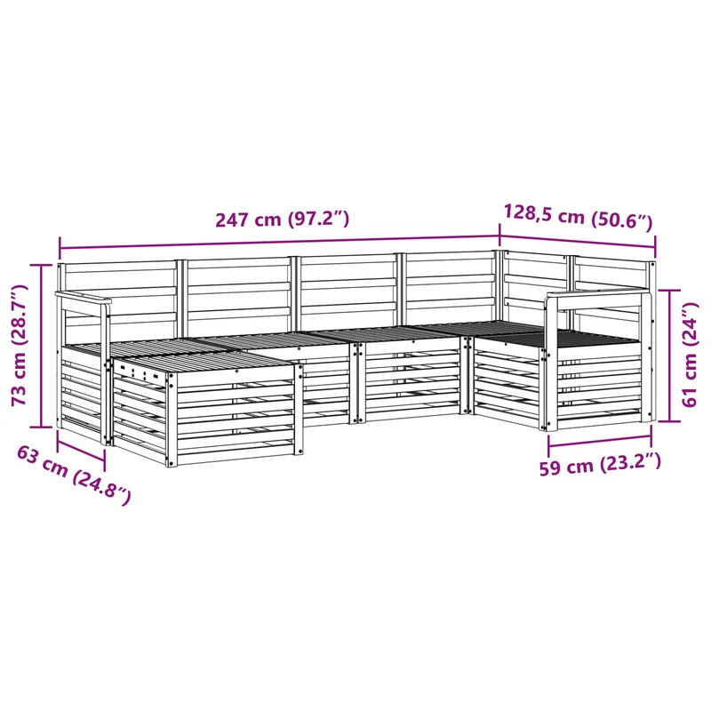 Outdoor Sofa Set 6 pcs Natural Polyester
