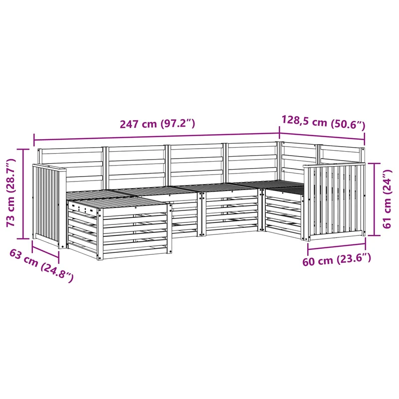 Outdoor Sofa Set 6 pcs Natural Polyester