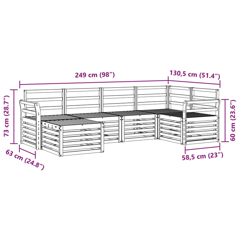 Outdoor Sofa Set 6 pcs Natural Polyester