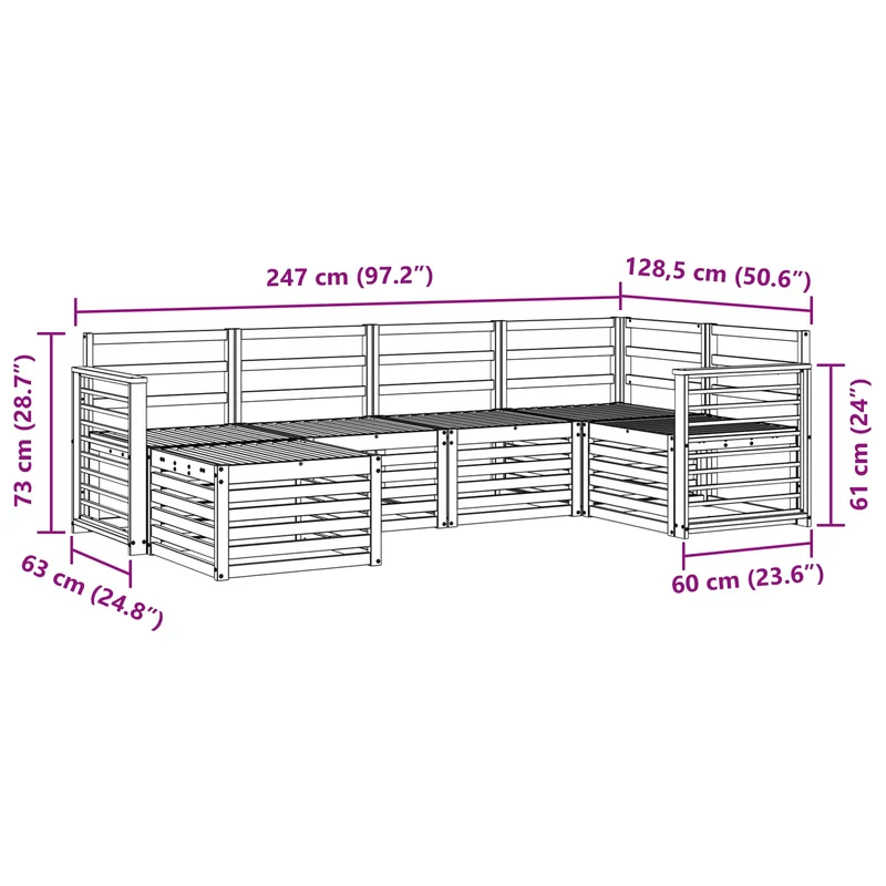 Outdoor Sofa Set 6 pcs Natural Polyester