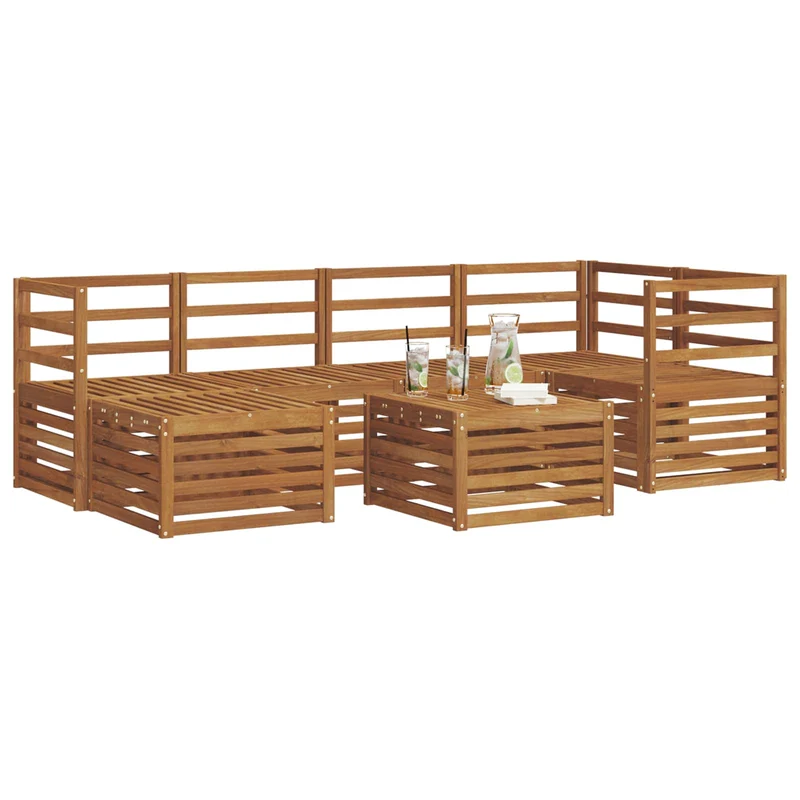 Outdoor Sofa Set 7 pcs Natural Polyester