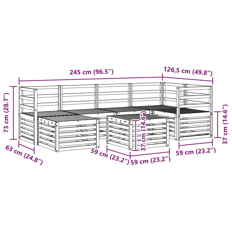 Outdoor Sofa Set 7 pcs Natural Polyester