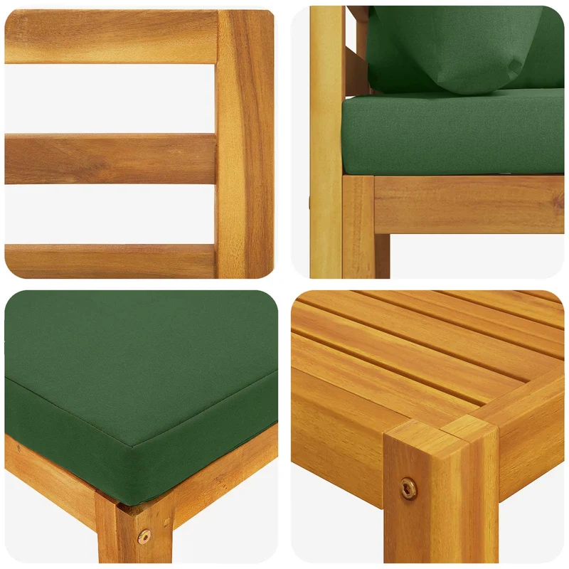 Sofa Set 4 pcs Natural Solid Acacia Wood