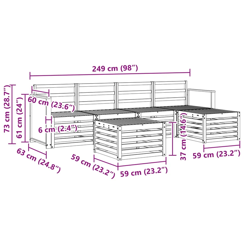 Outdoor Sofa Set 6 pcs Natural