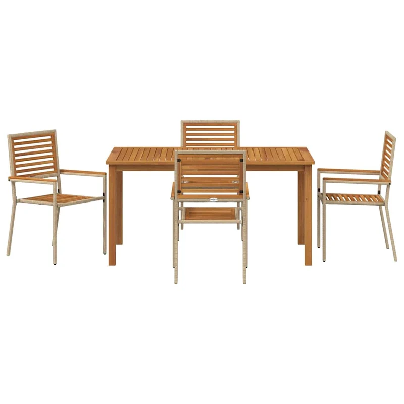 Garden Dining Set 5 pcs Beige Solid Acacia Wood