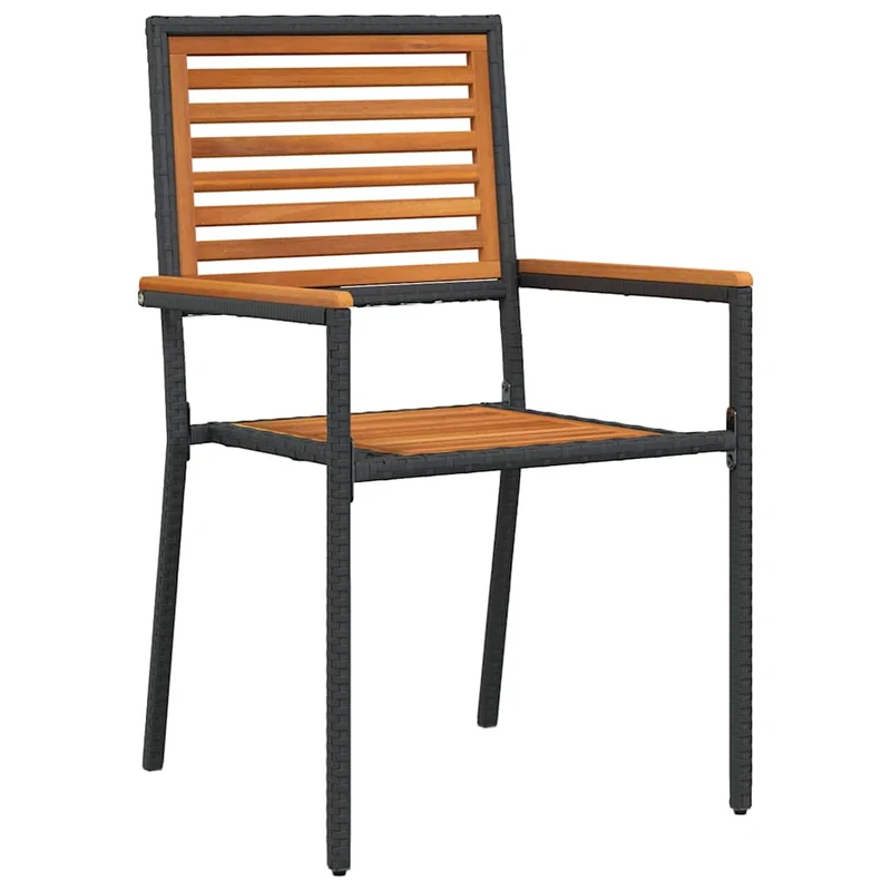 Garden Dining Set 5 pcs Black Solid Acacia Wood