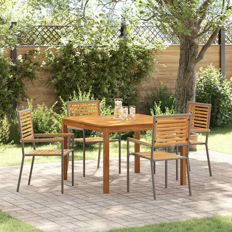 Garden Dining Set 5 pcs Grey Solid Acacia Wood