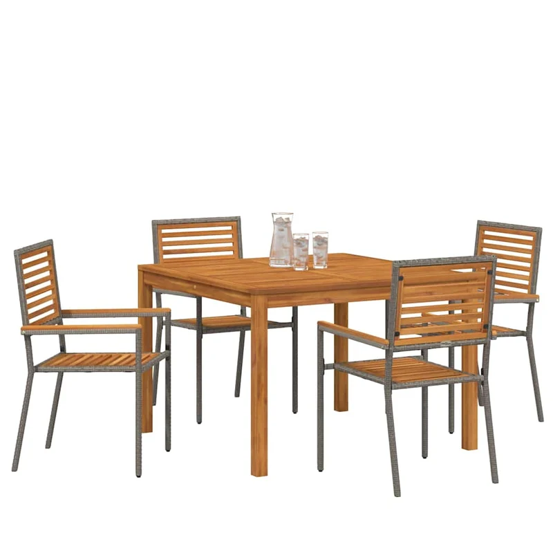 Garden Dining Set 5 pcs Grey Solid Acacia Wood