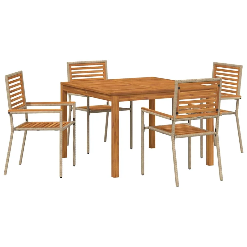 Garden Dining Set 5 pcs Beige Solid Acacia Wood