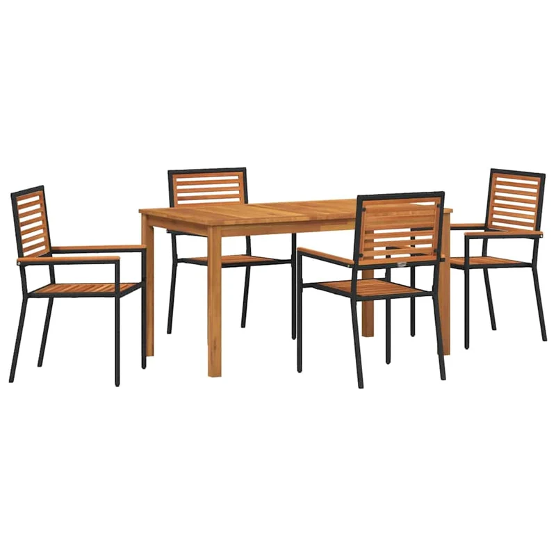 Garden Dining Set 5 pcs Black Solid Acacia Wood