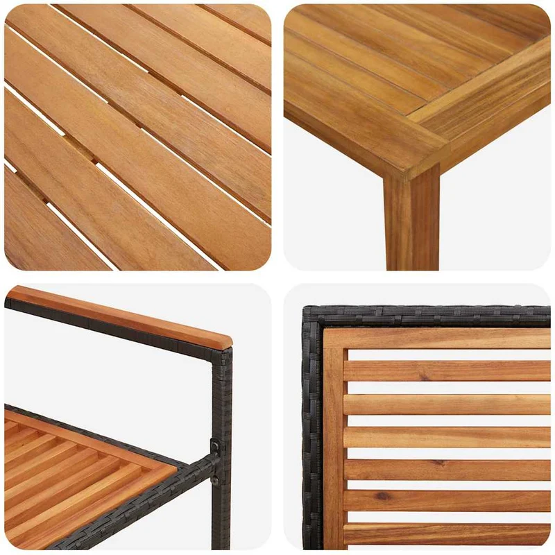Garden Dining Set 5 pcs Black Solid Acacia Wood