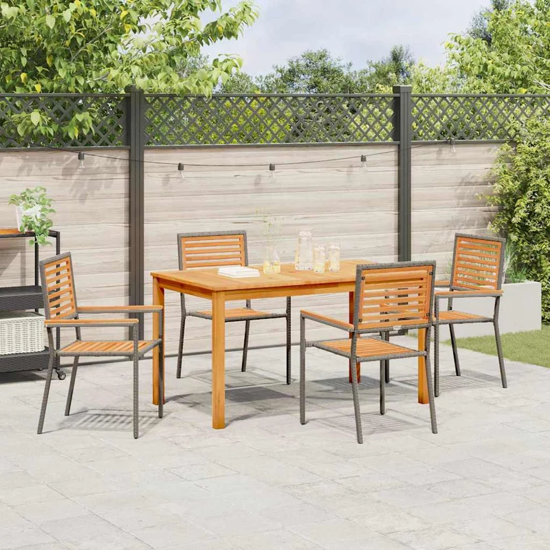 Garden Dining Set 5 pcs Grey Solid Acacia Wood