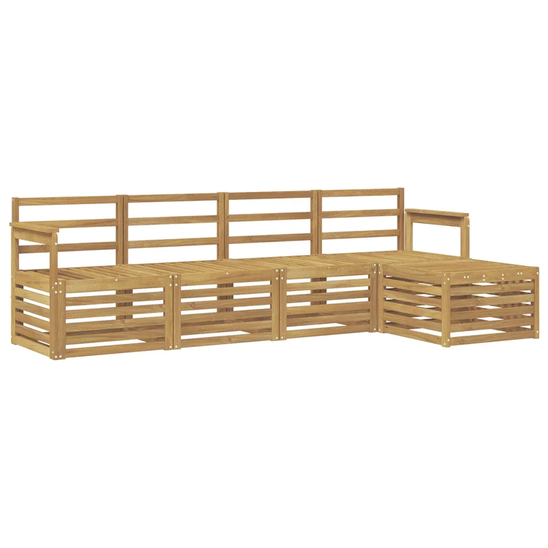 Outdoor Sofa Set 5 pcs White Solid Acacia Wood
