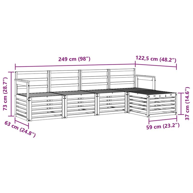 Outdoor Sofa Set 5 pcs White Solid Acacia Wood