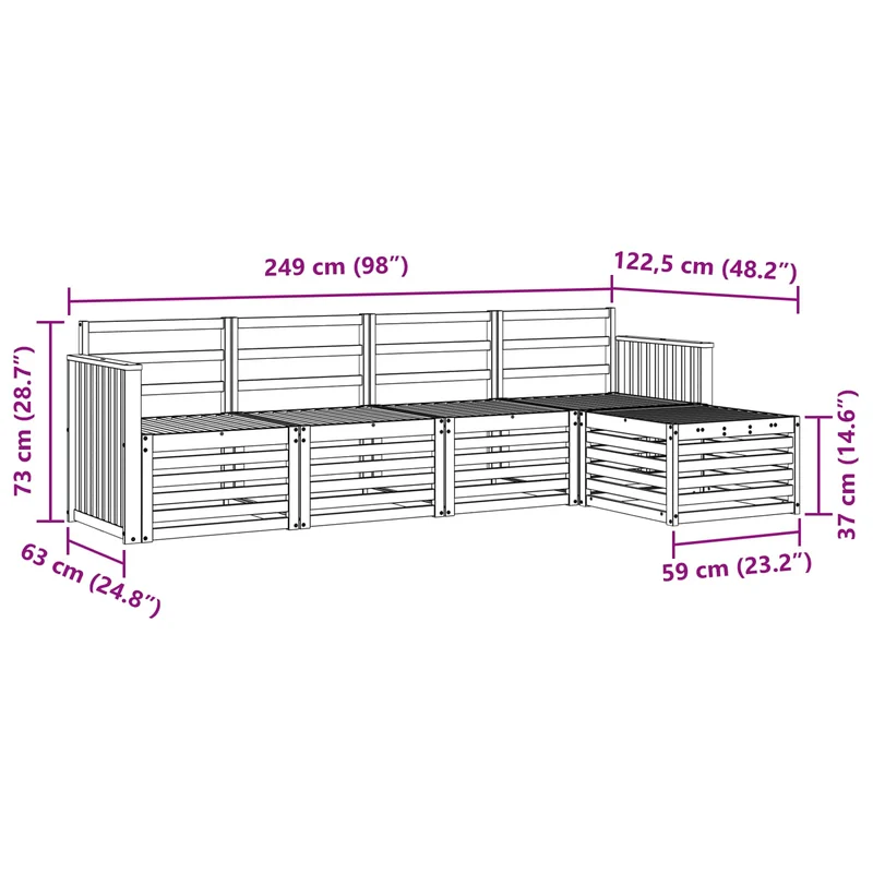 Outdoor Sofa Set 5 pcs White Solid Acacia Wood