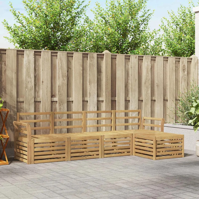Outdoor Sofa Set 5 pcs White Solid Acacia Wood