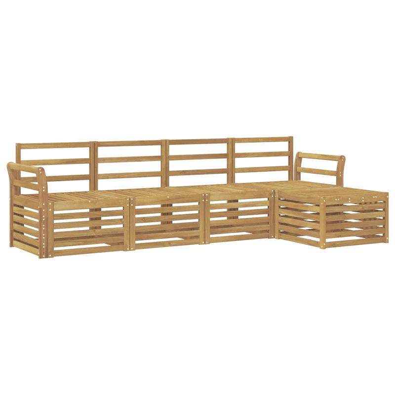 Outdoor Sofa Set 5 pcs White Solid Acacia Wood