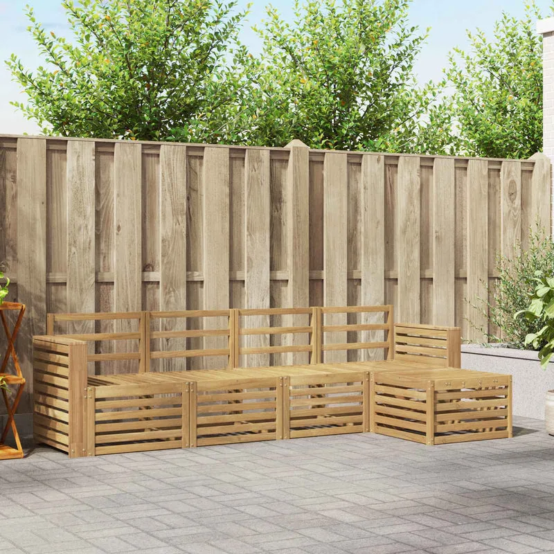 Outdoor Sofa Set 5 pcs White Solid Acacia Wood