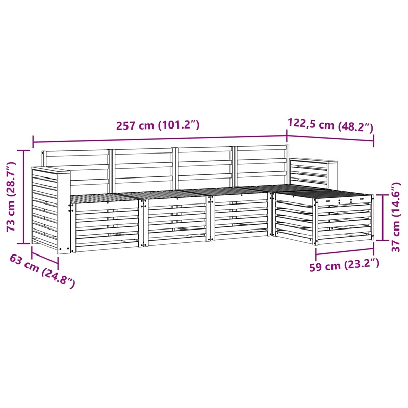 Outdoor Sofa Set 5 pcs White Solid Acacia Wood