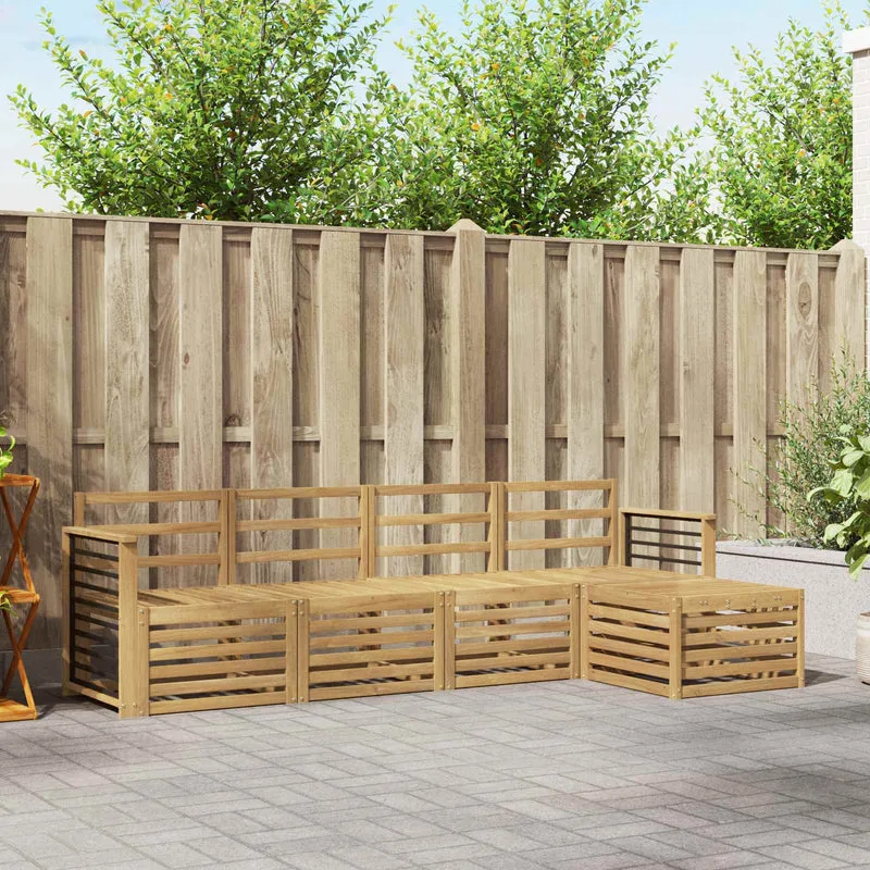 Outdoor Sofa Set 5 pcs White Solid Acacia Wood