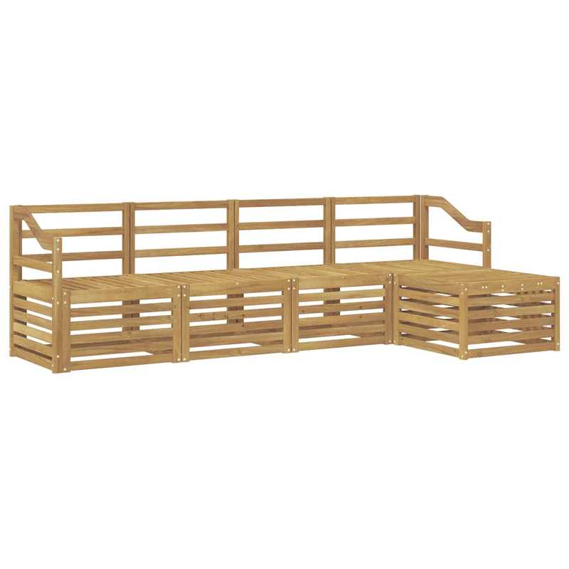 Outdoor Sofa Set 5 pcs White Solid Acacia Wood