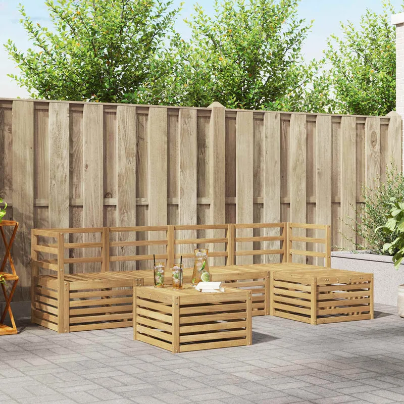 Outdoor Sofa Set 6 pcs White Solid Acacia Wood