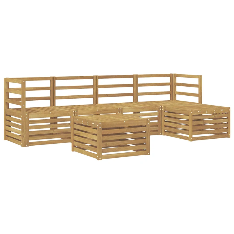 Outdoor Sofa Set 6 pcs White Solid Acacia Wood