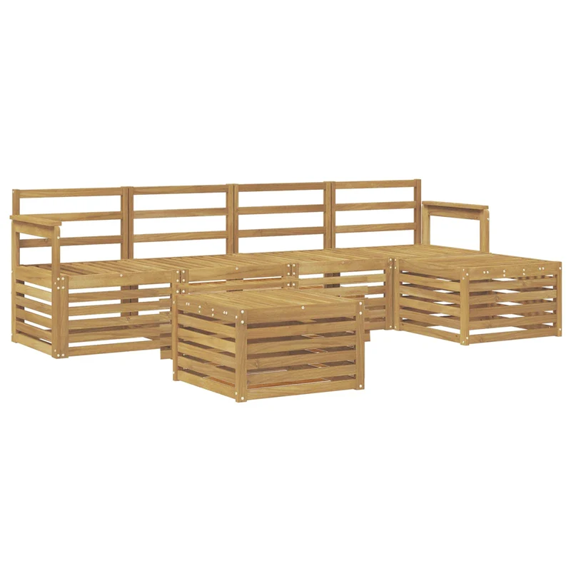 Outdoor Sofa Set 6 pcs White Solid Acacia Wood