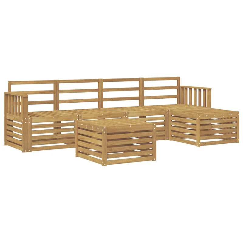 Outdoor Sofa Set 6 pcs White Solid Acacia Wood