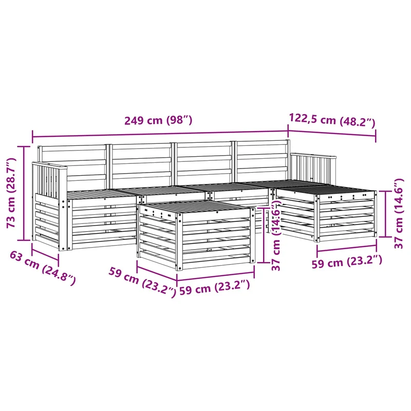 Outdoor Sofa Set 6 pcs White Solid Acacia Wood