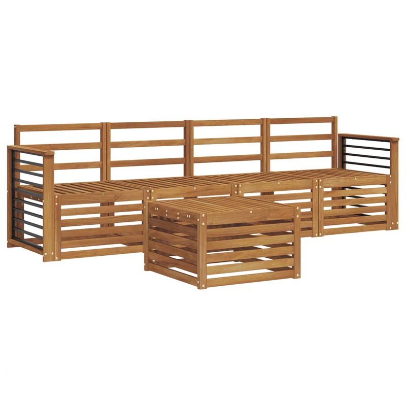 Outdoor Sofa Set 5 pcs Natural Solid Acacia Wood